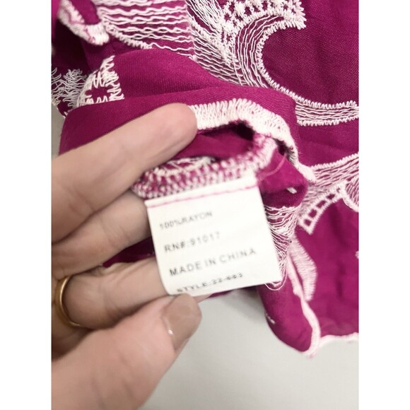 Solitaire Blouse Large Pink Embroidered Boho Crochet Shirt Festival Hippie Top - Picture 8 of 9